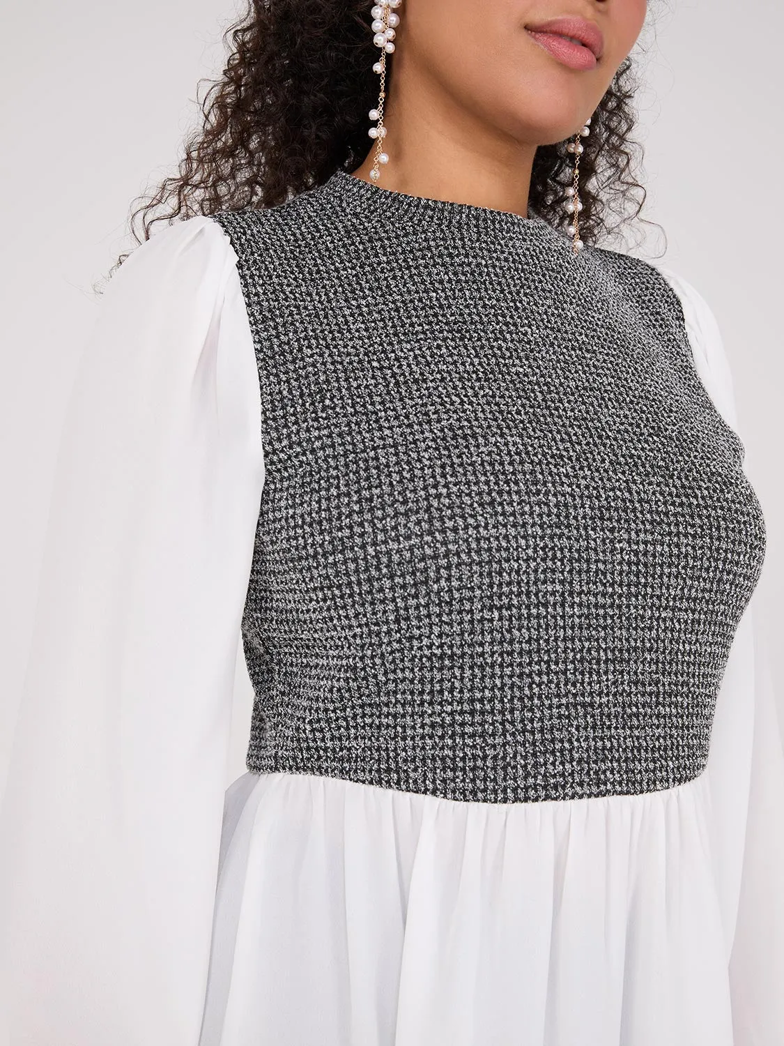 2-Fer Boucle Vest With Long Sleeve Top