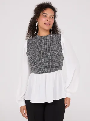 2-Fer Boucle Vest With Long Sleeve Top