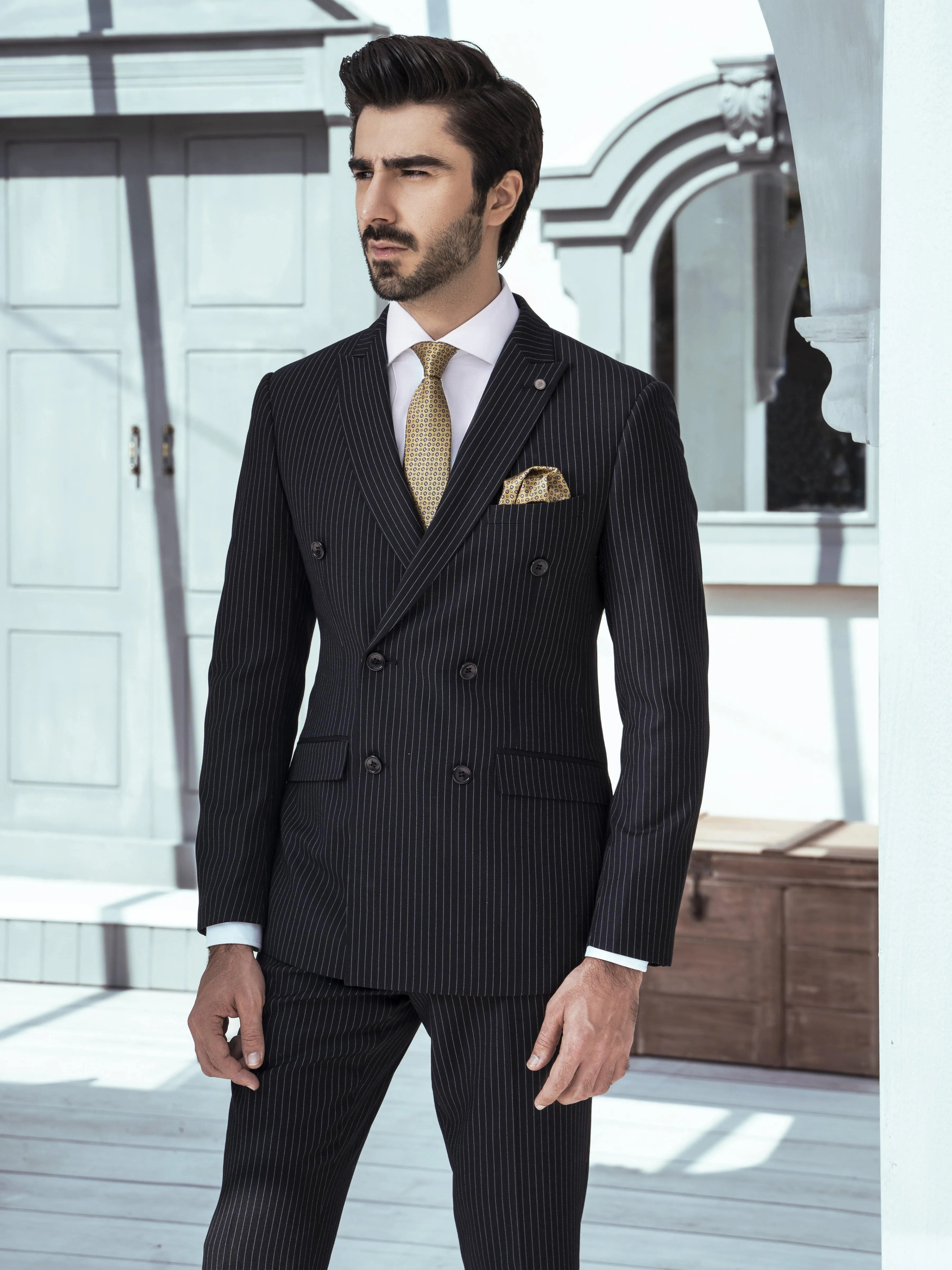 2 PIECE SUIT SLIM FIT LINNING DOUBLE BREAST NAVY