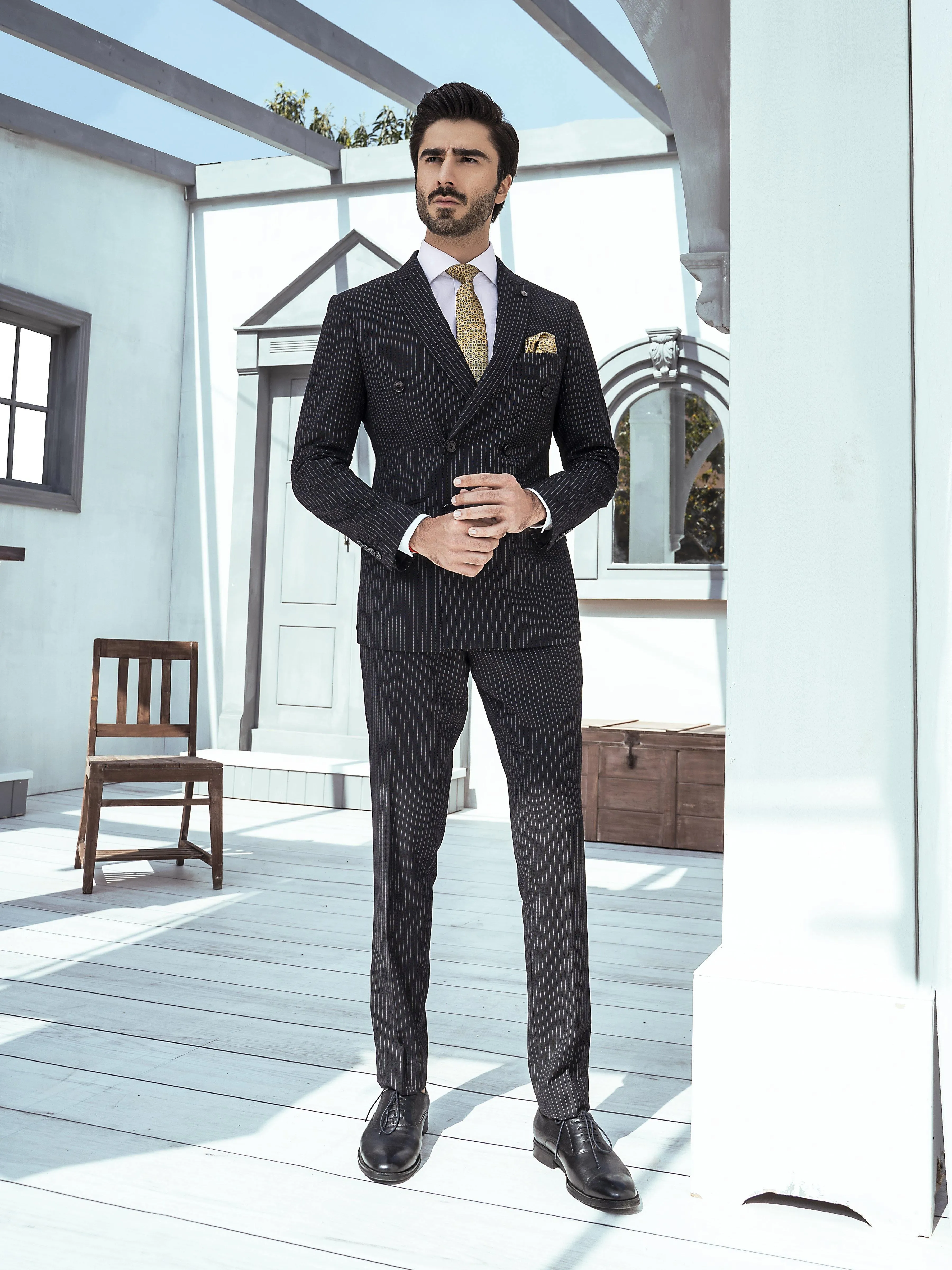 2 PIECE SUIT SLIM FIT LINNING DOUBLE BREAST NAVY