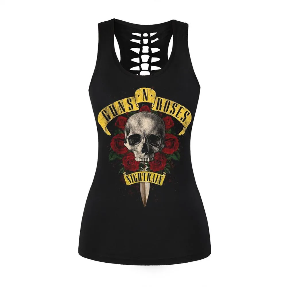 3D Printed Punk Skull Hollow Out Sleeveless Shirt