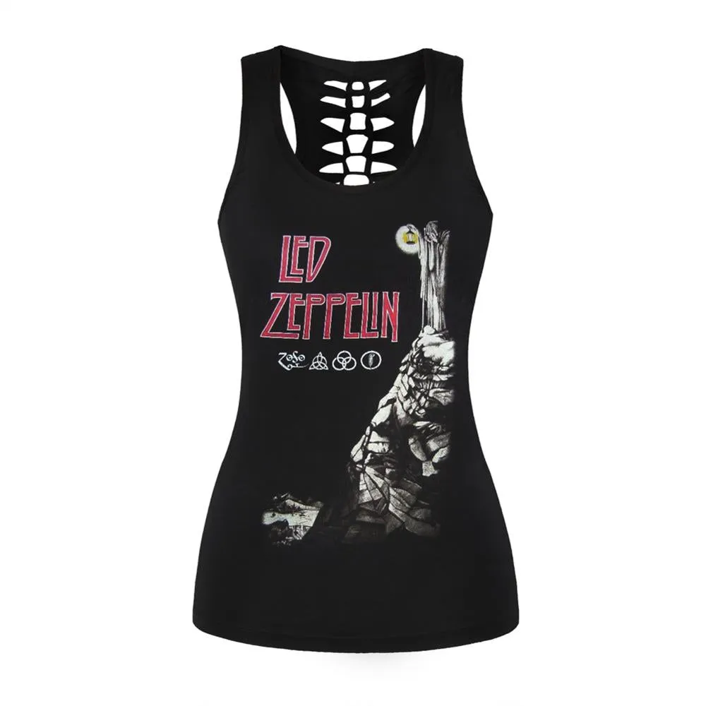 3D Printed Punk Skull Hollow Out Sleeveless Shirt