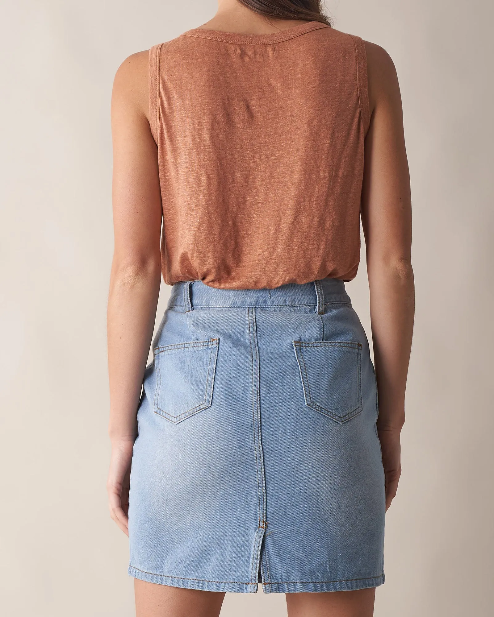 Aceline Linen Jersey Tank - Rust