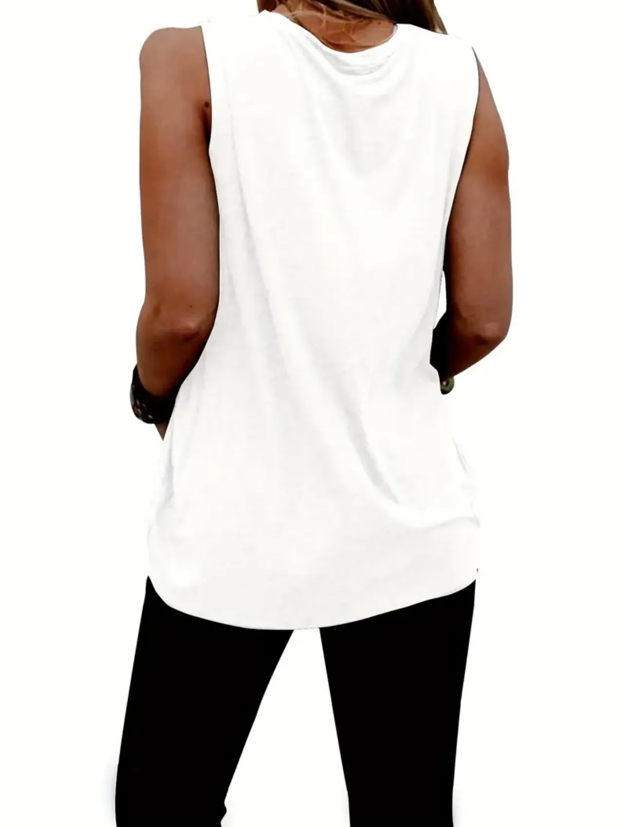 AD Star & Stripe Print Crew Neck Tank Top M