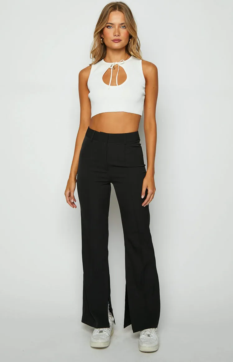 Aimee White Knit Crop Top