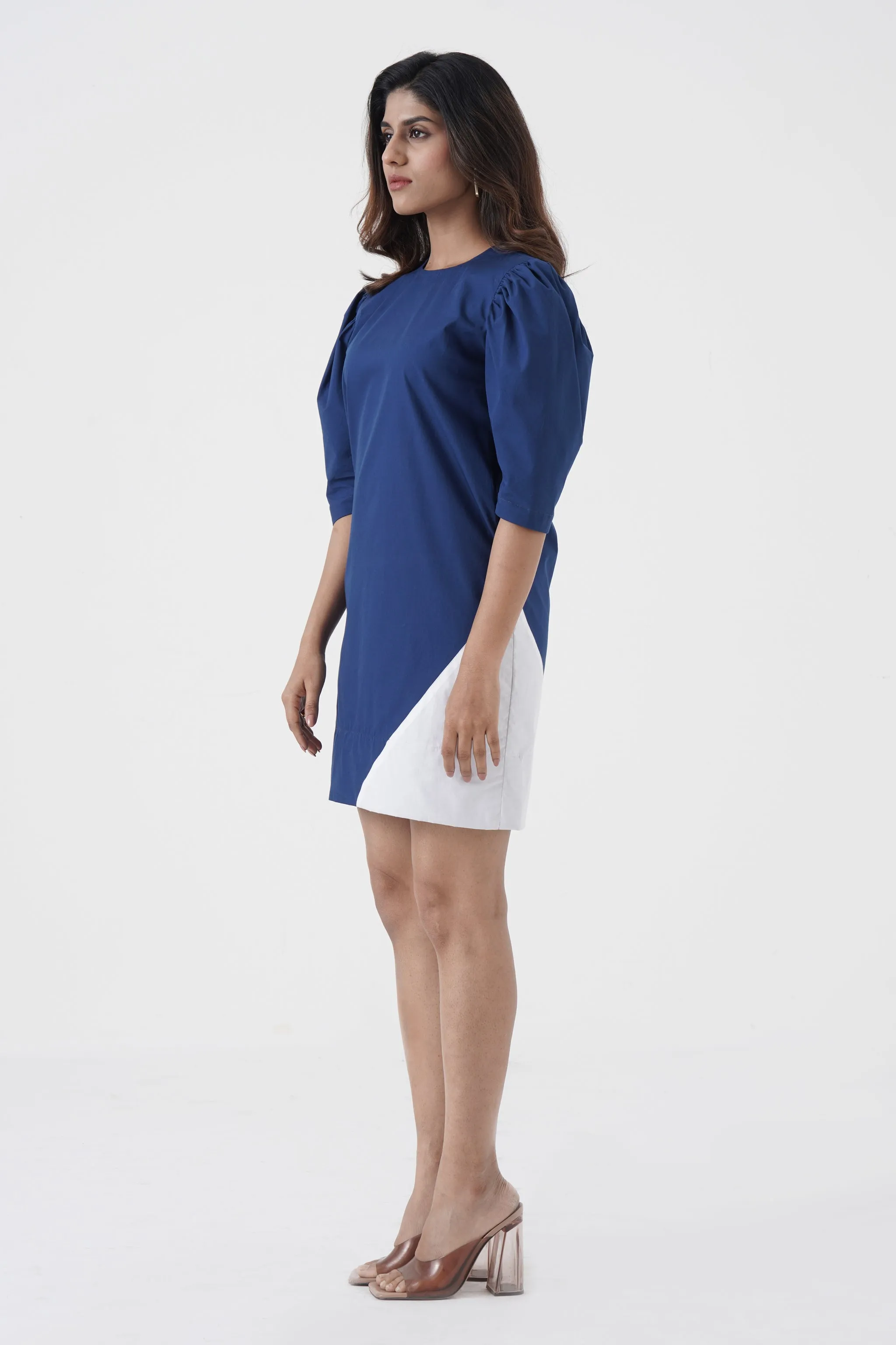 Amour Propre - Cowl sleeves chic dress - Blue