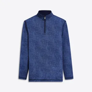 ANTHONY Chambray Print OoohCotton Quarter Zip Pullover