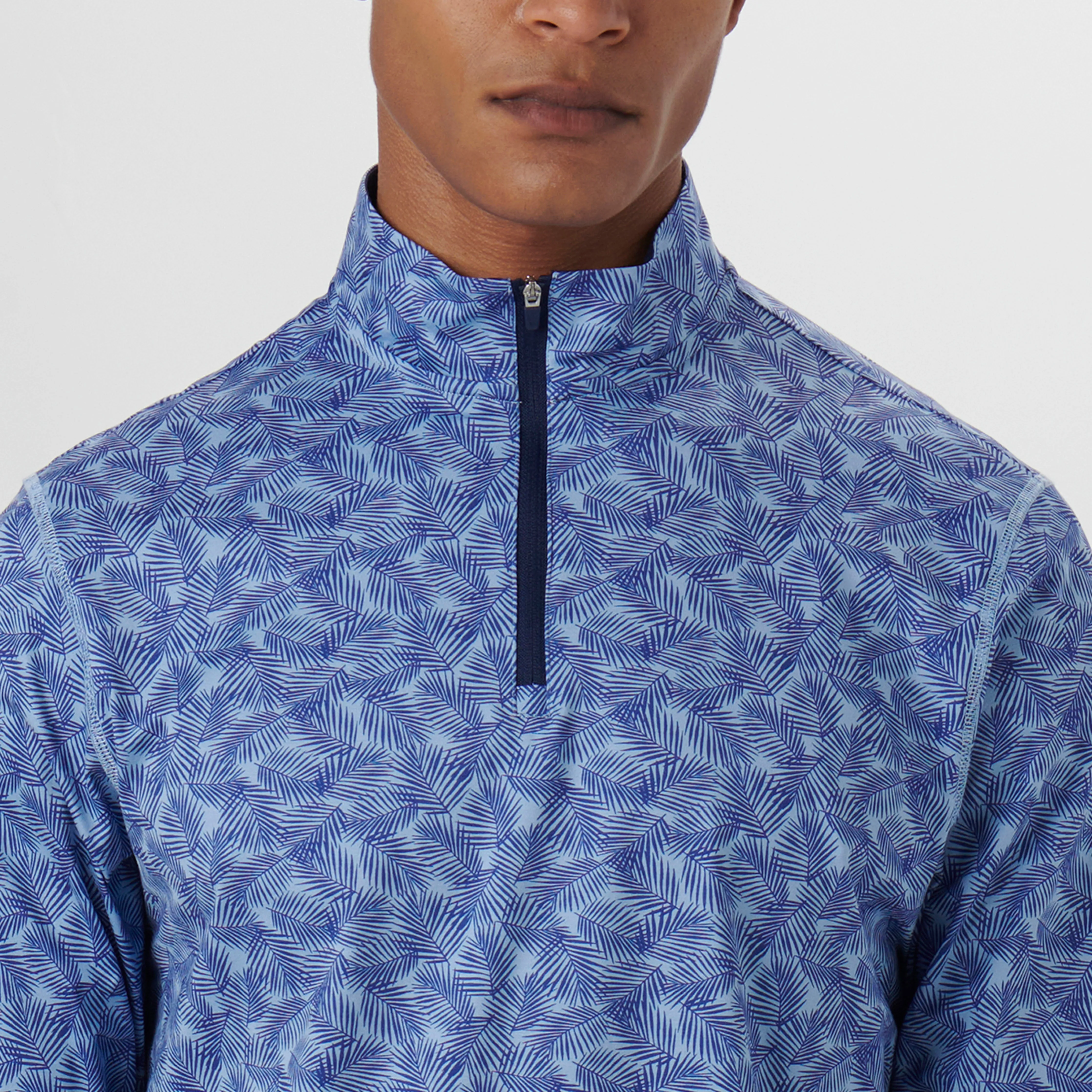 Anthony Leaf Print OoohCotton Quarter Zip Pullover