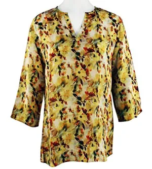 APNY Apparel Colored Branches, V-Neck, Floral Print Lightweight Tunic Top