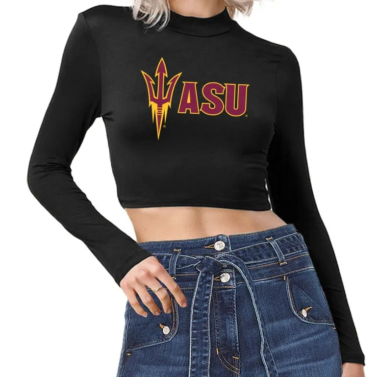 Arizona State ASU Black Mock Neck Top