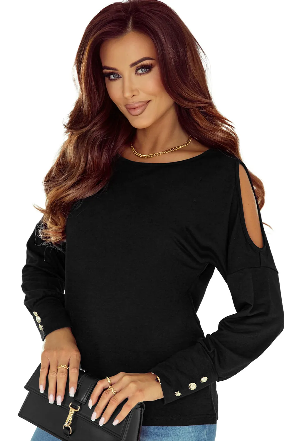 Asymmetrical Cut Out Long Sleeve Top