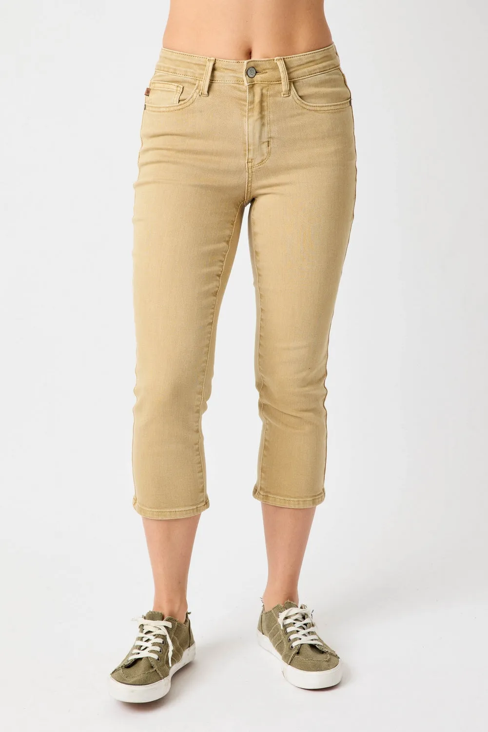 Ava Mid Rise Khaki Capri