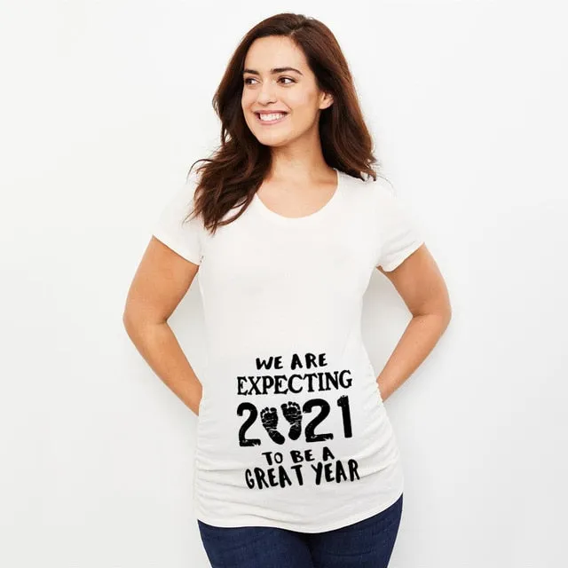 Baby Loading 2021 Women Printed Pregnant T Shirt