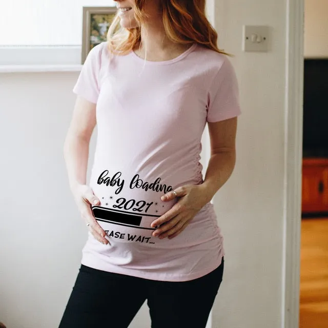 Baby Loading 2021 Women Printed Pregnant T Shirt