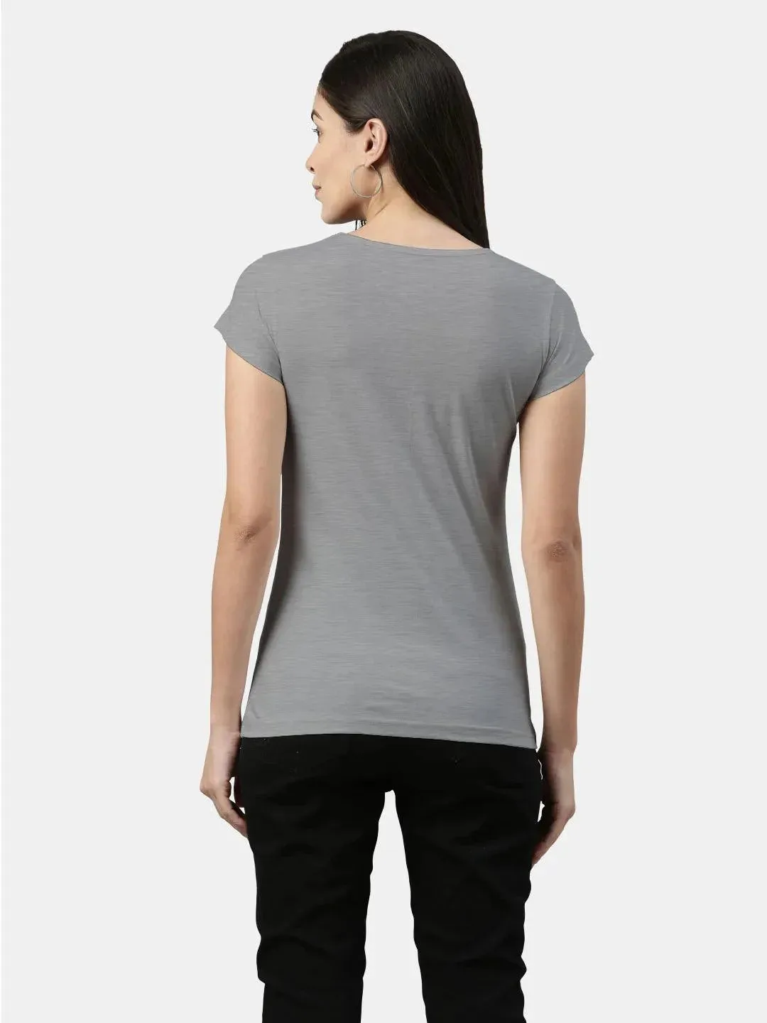 Black Grey - Women Designer T-Shirts Grey (No Cod Allowed On This Product)- Prepaid Orders Only