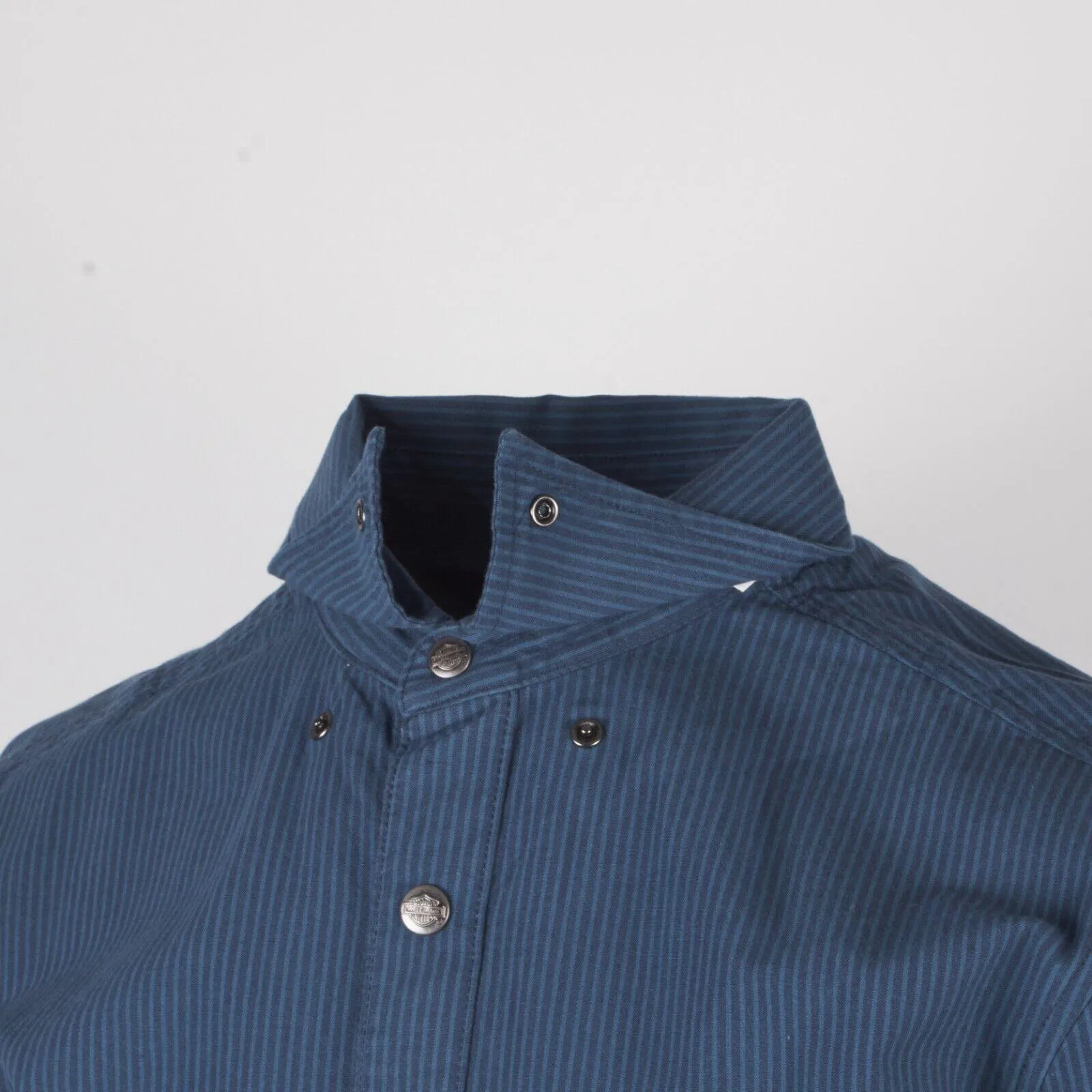 Branded  Men's Blue Amplifier Railroad Snap Button L/S Woven Shirt (S44)