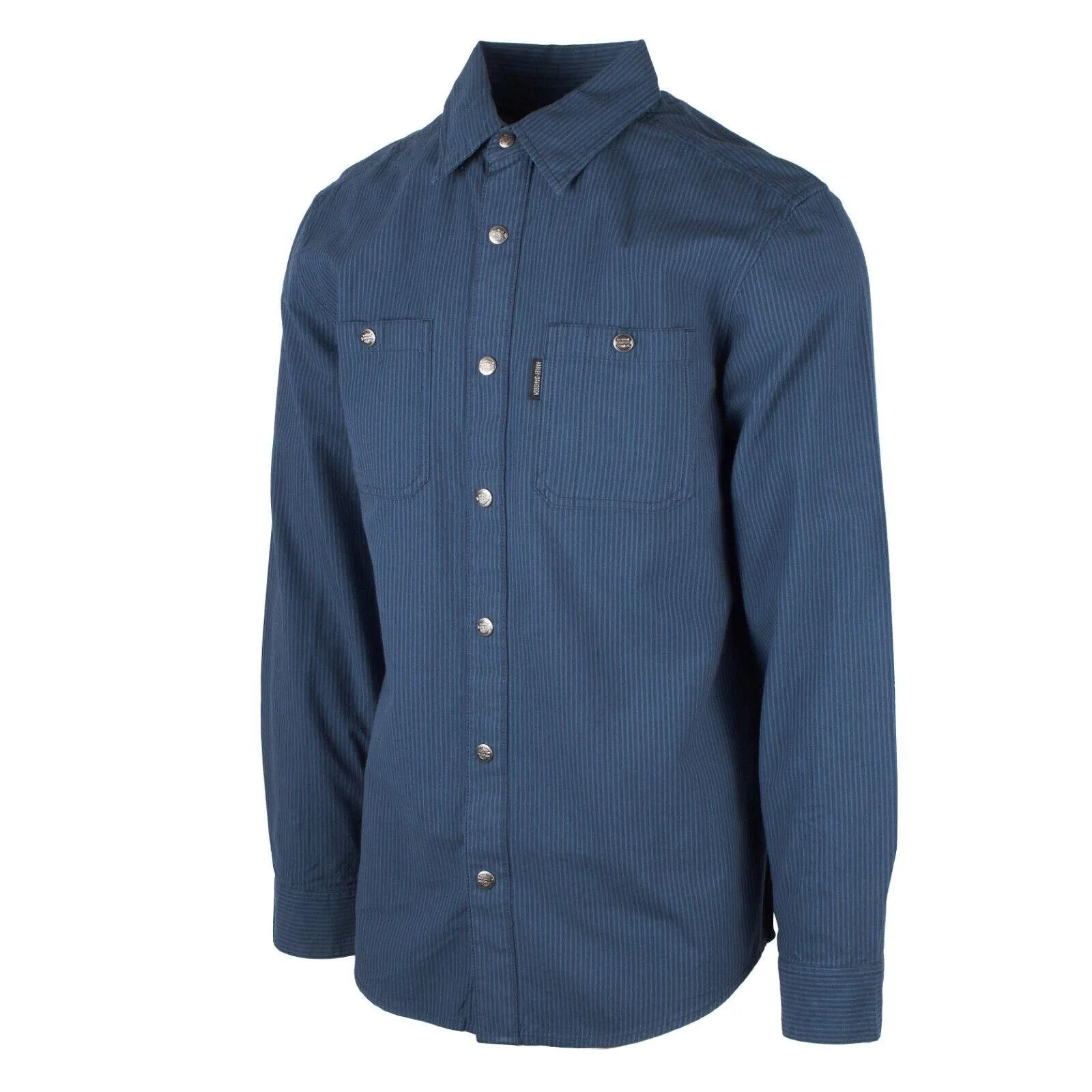 Branded  Men's Blue Amplifier Railroad Snap Button L/S Woven Shirt (S44)