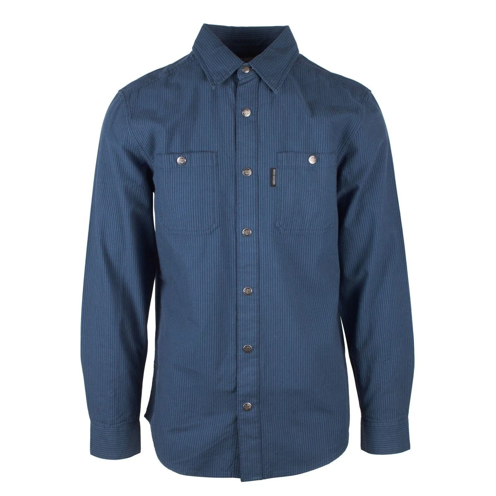 Branded  Men's Blue Amplifier Railroad Snap Button L/S Woven Shirt (S44)