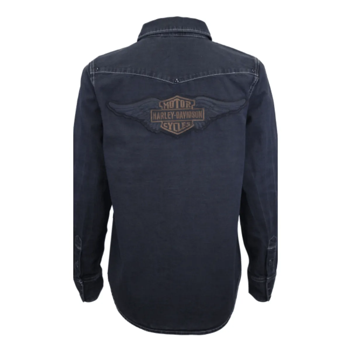 Branded  Women's Black Studded Denim L/S Woven Shirt (S14)