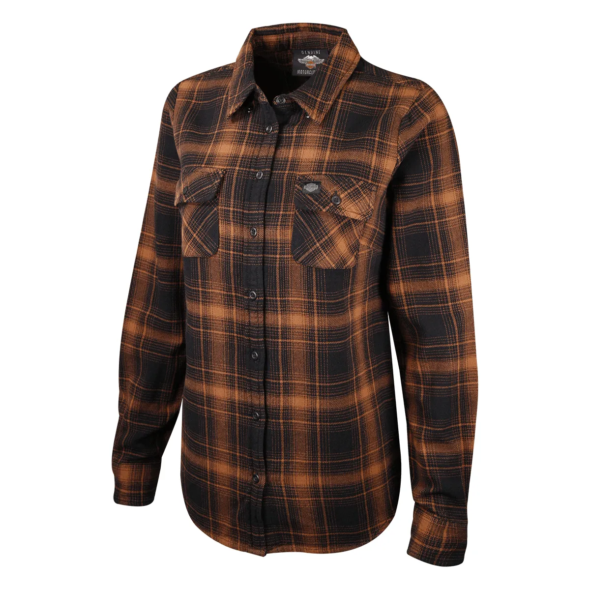 Branded  Women's Brown Black Plaid L/S Woven Shirt