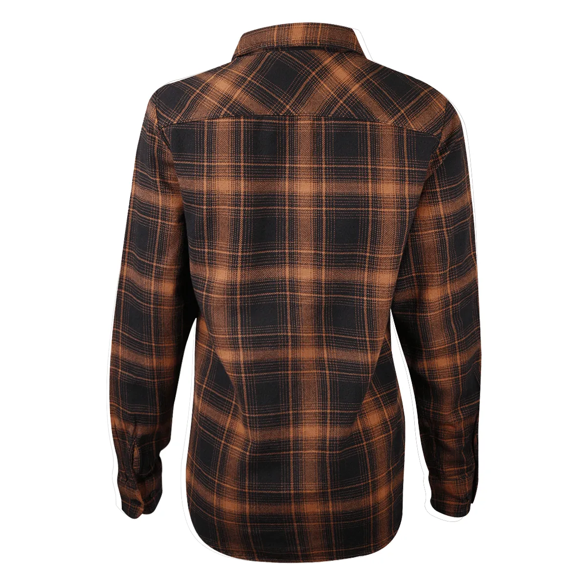 Branded  Women's Brown Black Plaid L/S Woven Shirt