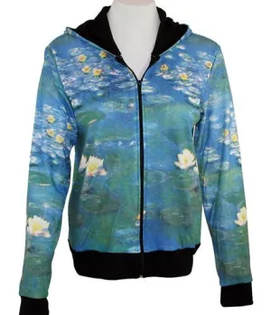 Breeke & Company Water Lilies Hand Silk-Screened, Womens Hooded Top