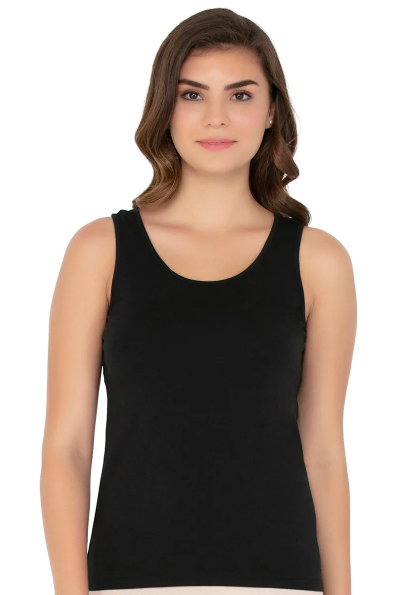 Broad Strapped Body Hugging Cotton Tank Top (Pack of 2) - Black-White