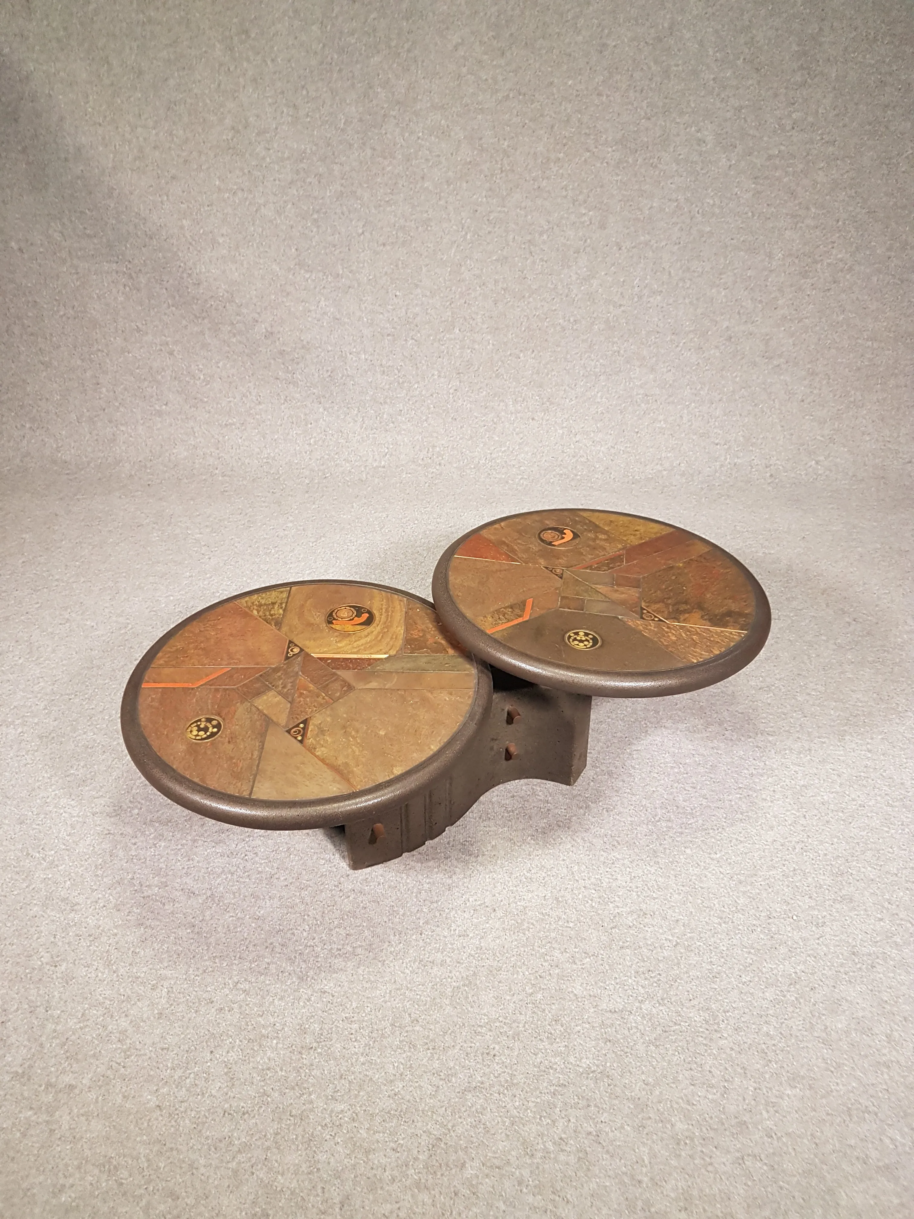 Brutalist coffee table concrete with naturestone from Fedam, 1980s