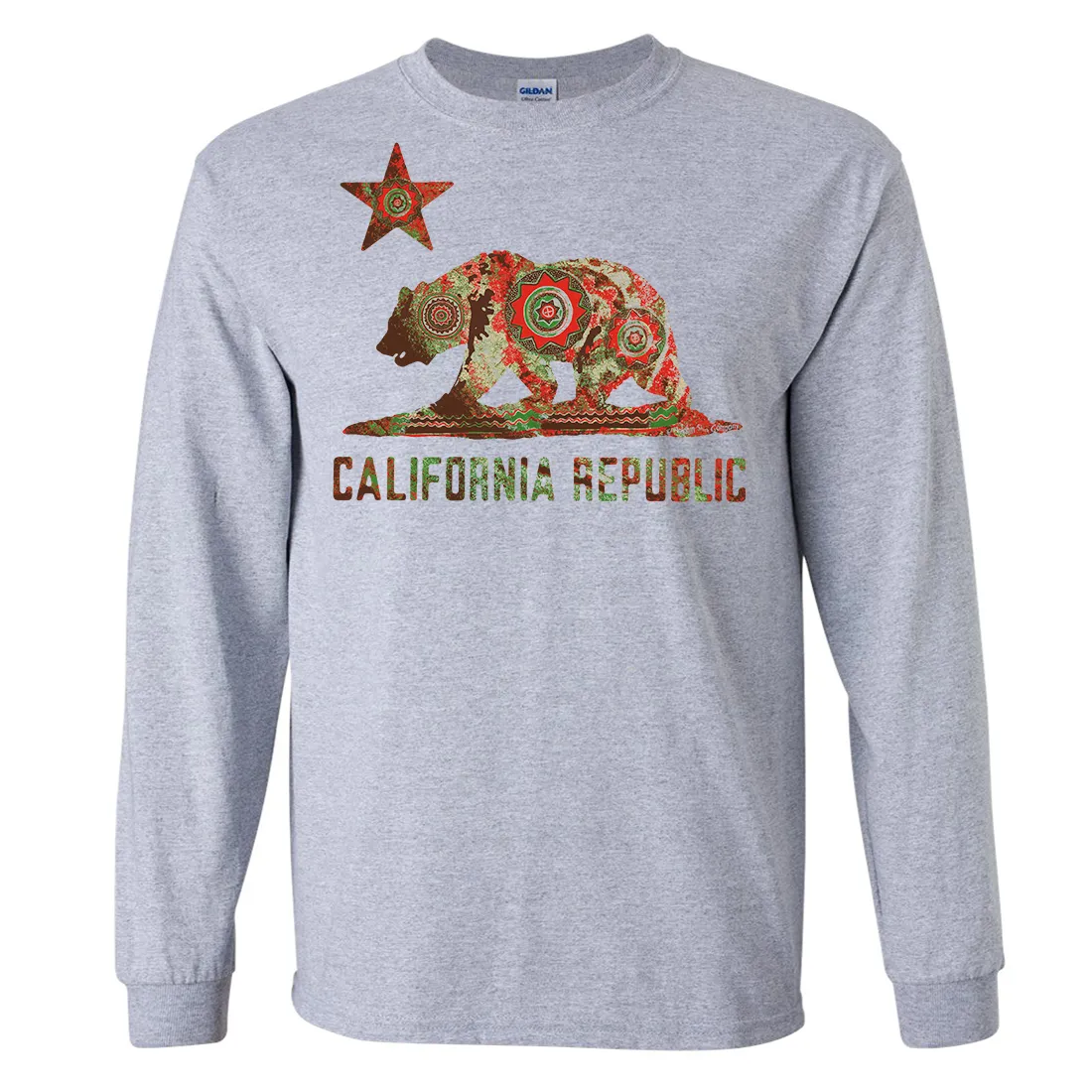 California Chumash Mandala Bear Long Sleeve Shirt