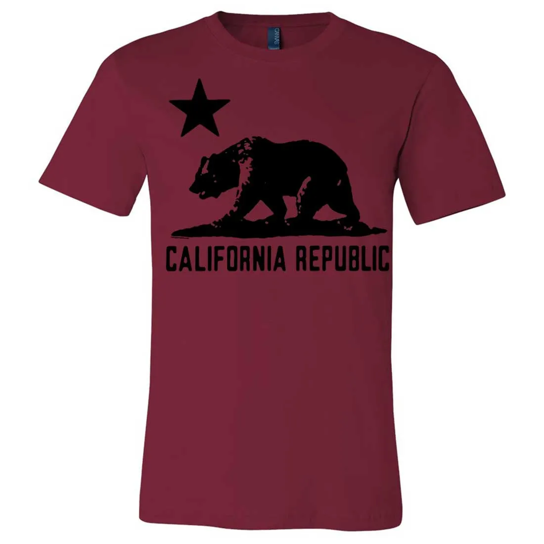 California Flag Oversize Black Silhouette Asst Colors Mens Fitted T-Shirt/tee