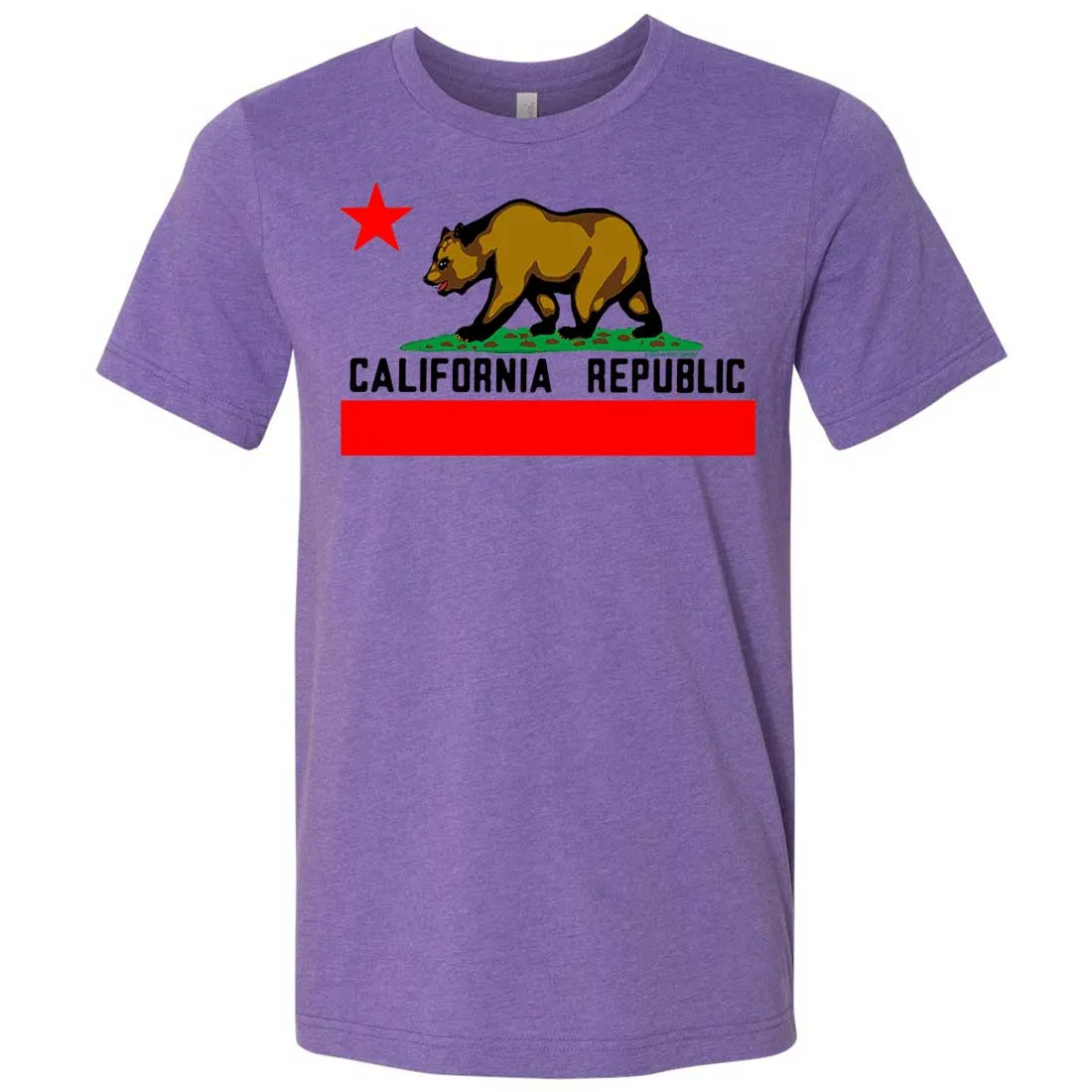 California Republic Borderless Bear Flag Black Text Asst Colors Mens Fitted Tee