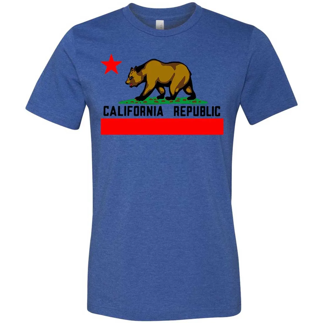 California Republic Borderless Bear Flag Black Text Asst Colors Mens Fitted Tee