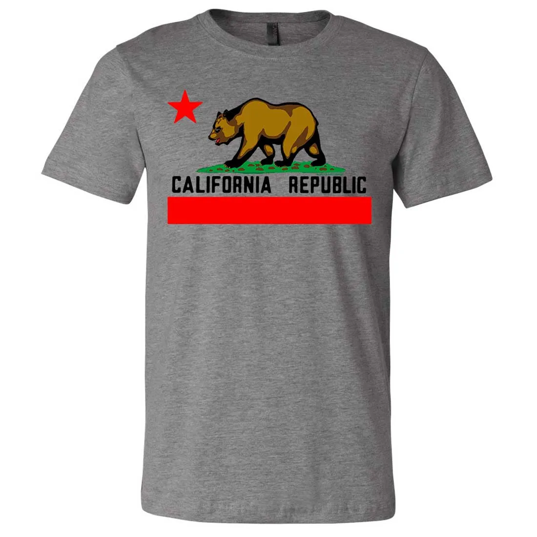 California Republic Borderless Bear Flag Black Text Asst Colors Mens Fitted Tee