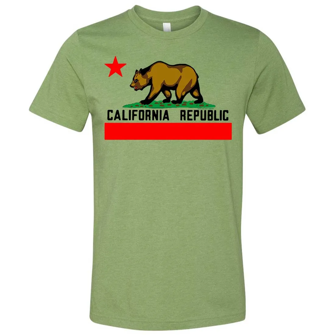 California Republic Borderless Bear Flag Black Text Asst Colors Mens Fitted Tee