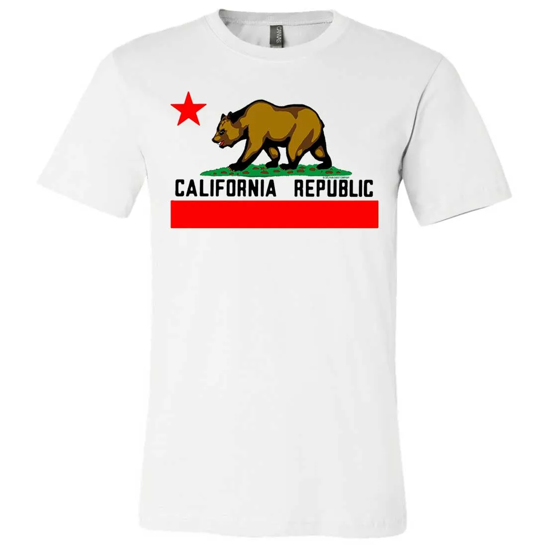 California Republic Borderless Bear Flag Black Text Asst Colors Mens Fitted Tee