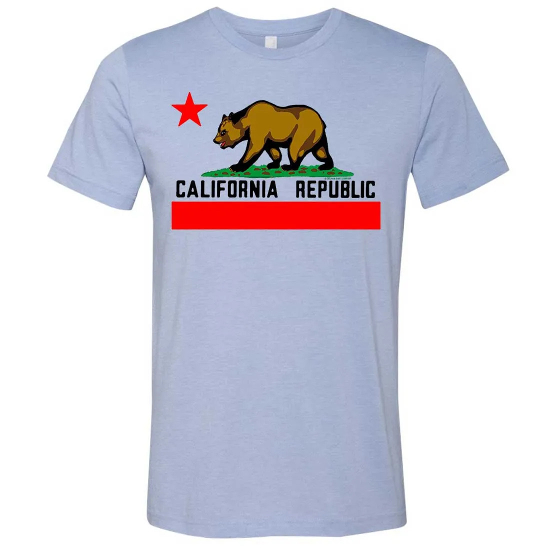 California Republic Borderless Bear Flag Black Text Asst Colors Mens Fitted Tee