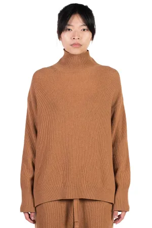 Camel Cashmere Blend Mock Neck Sweater