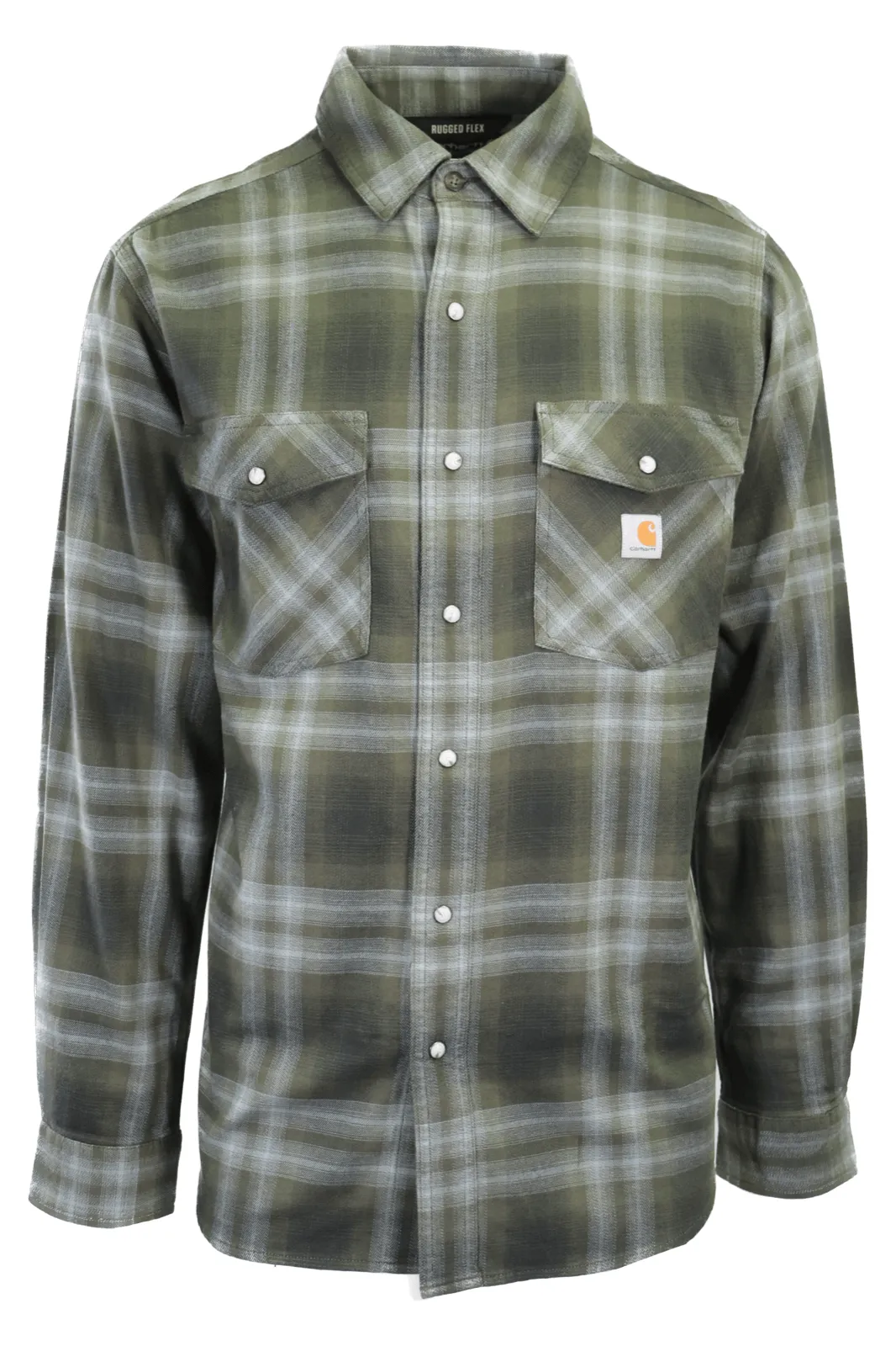 Carhartt Men's Woven Shirt Green Plaid Long Sleeve (331)