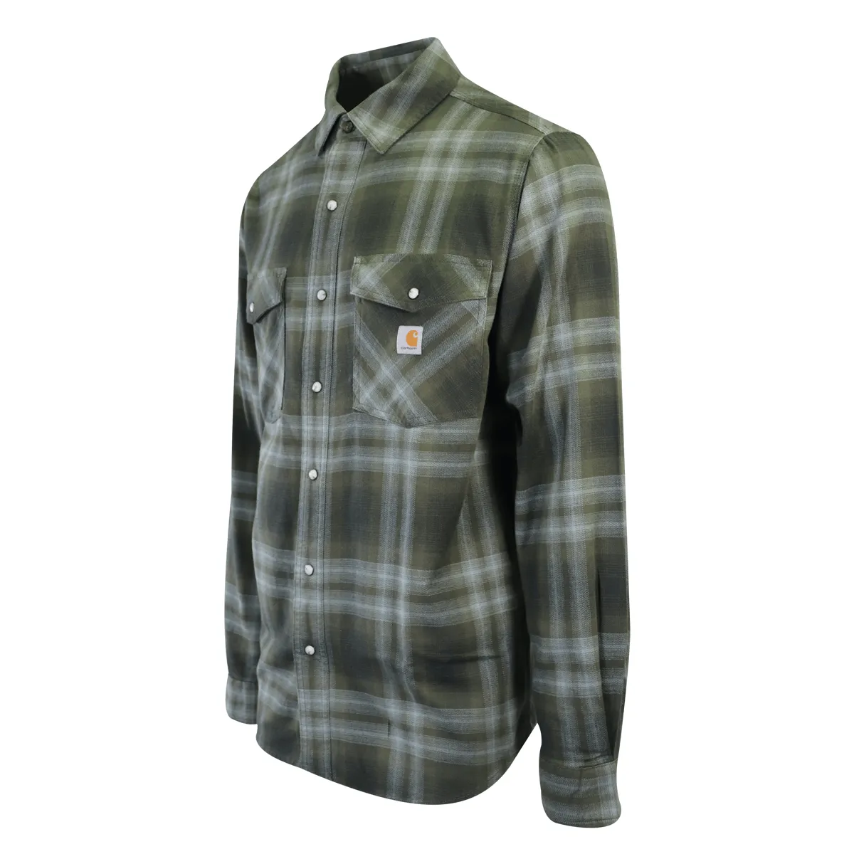 Carhartt Men's Woven Shirt Green Plaid Long Sleeve (331)