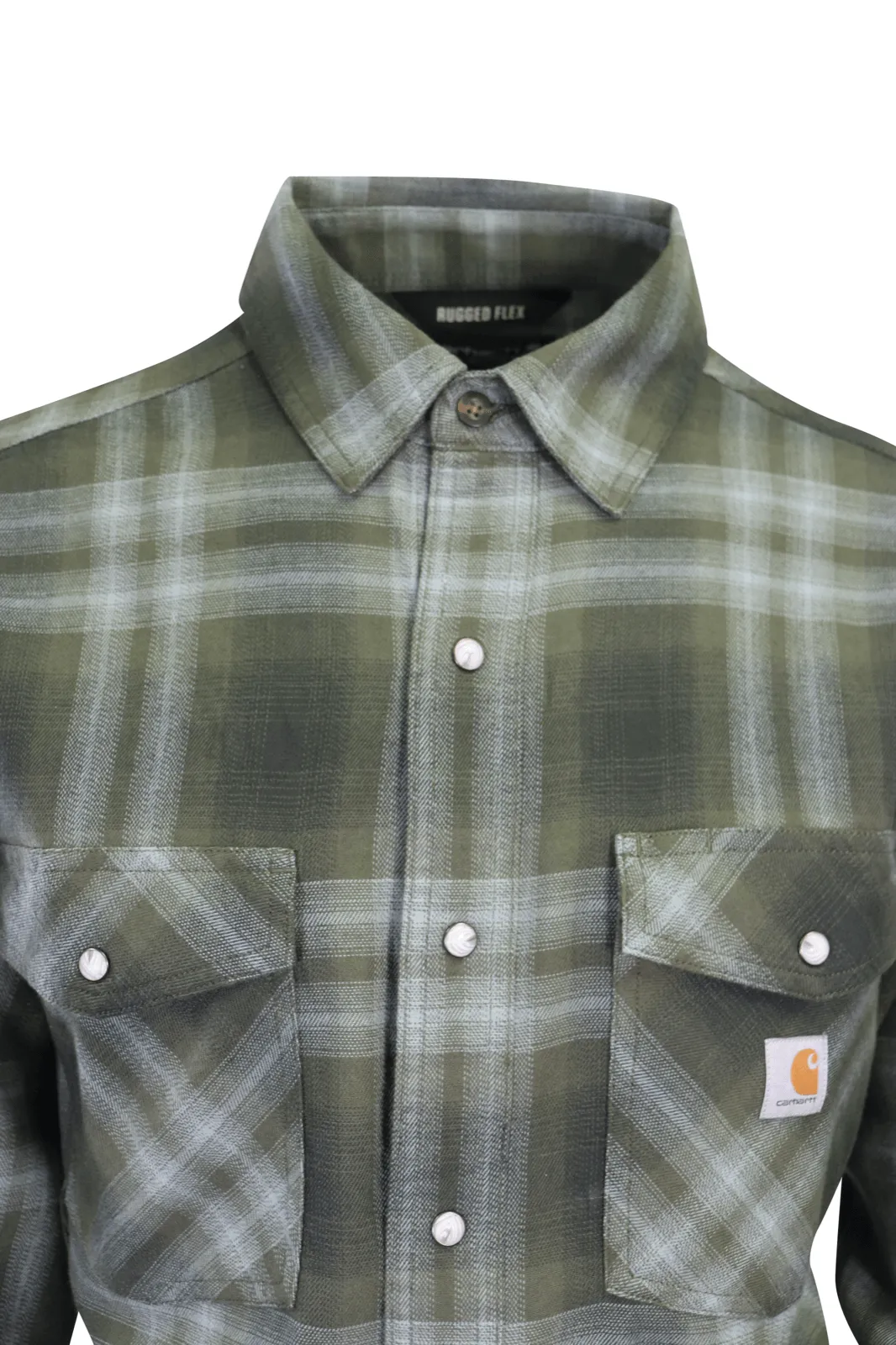 Carhartt Men's Woven Shirt Green Plaid Long Sleeve (331)