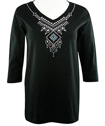 Christine Alexander - Tear Drop Necklace, V-Neck Top Swarovski Crystal Accents