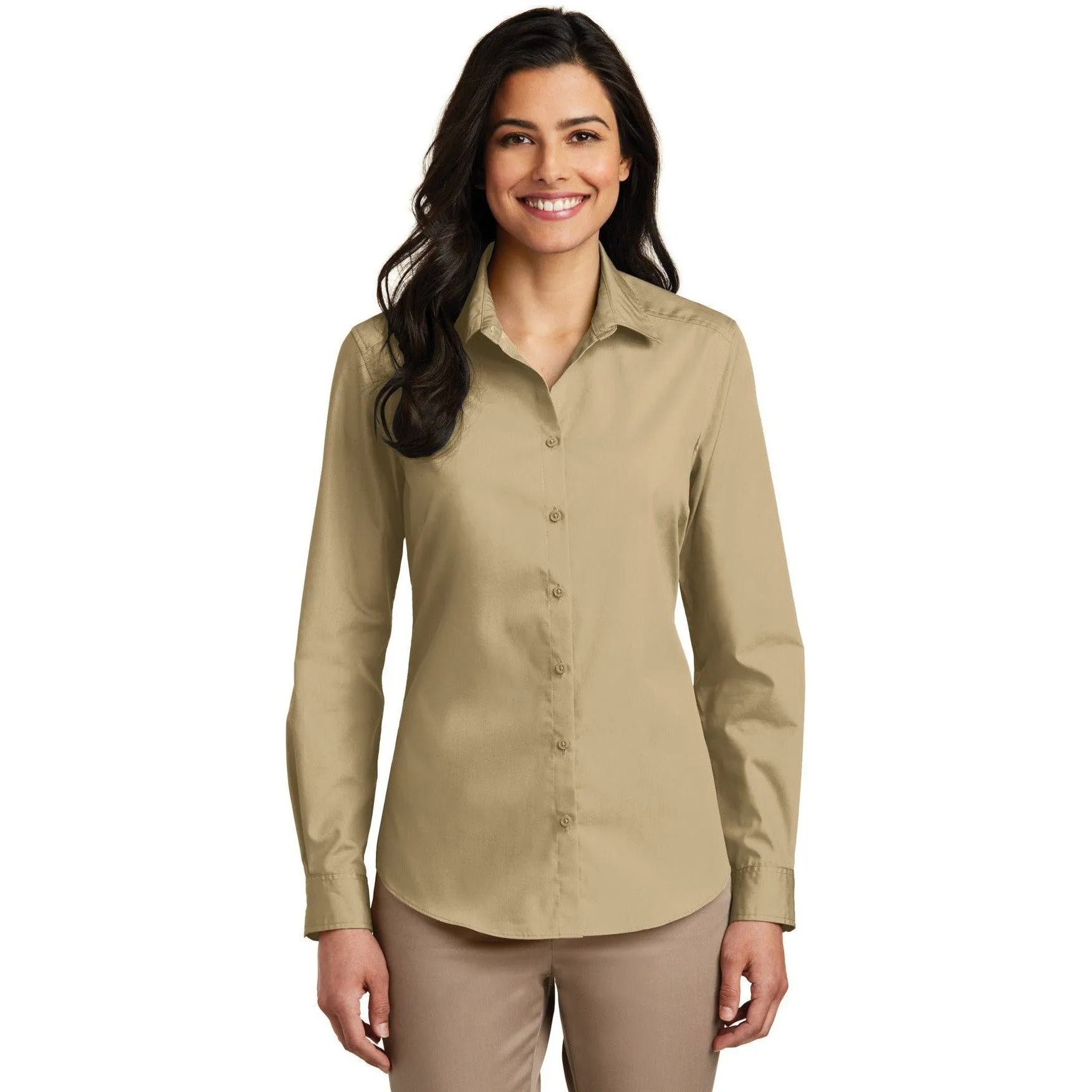 CLOSEOUT - Port Authority Ladies Long Sleeve Carefree Poplin Shirt