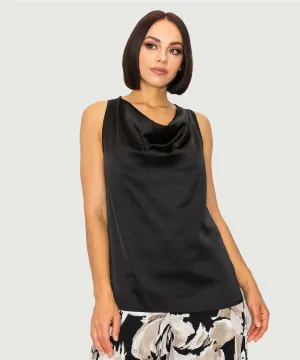 Cowl Cami Top | Black | Taupe