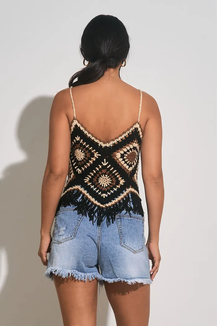 Crochet Fringe V-Neck Tank Top