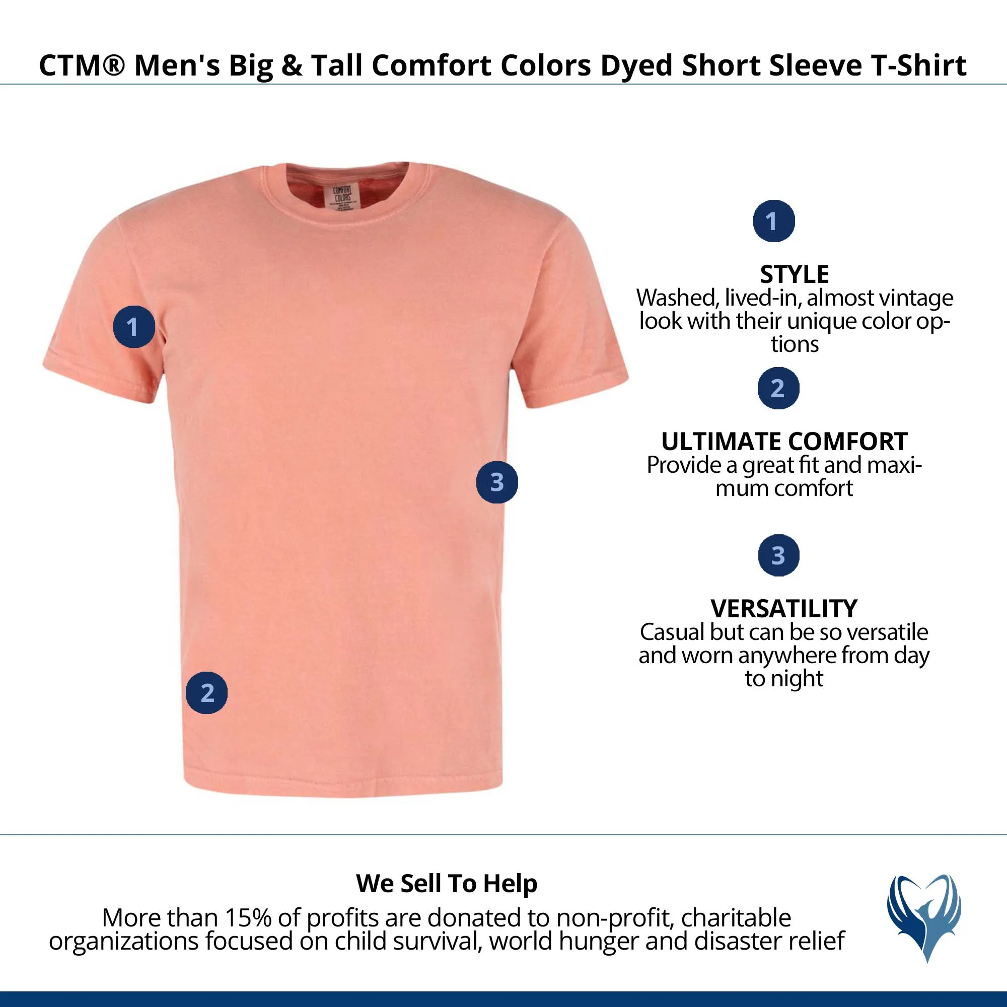 CTM® Men's Big & Tall Comfort Colors Dyed Short Sleeve T-Shirt