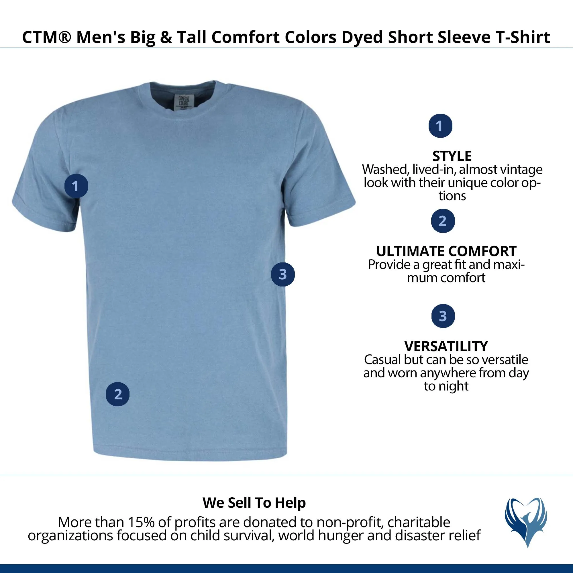 CTM® Men's Big & Tall Comfort Colors Dyed Short Sleeve T-Shirt