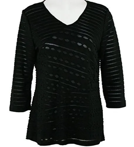 Cubism Diagonal Eyelet Top , Black Shear Print with Burn Outs