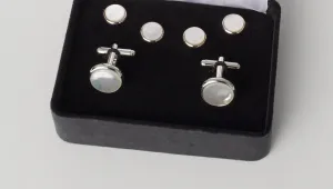 CUFFLINK AND STUD SET - MOTHER OF PEARL/SILVER