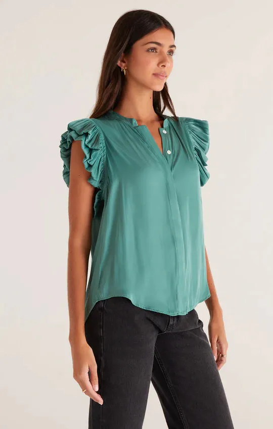 Dalia Ruffle Sleeve Top | White, Veridan