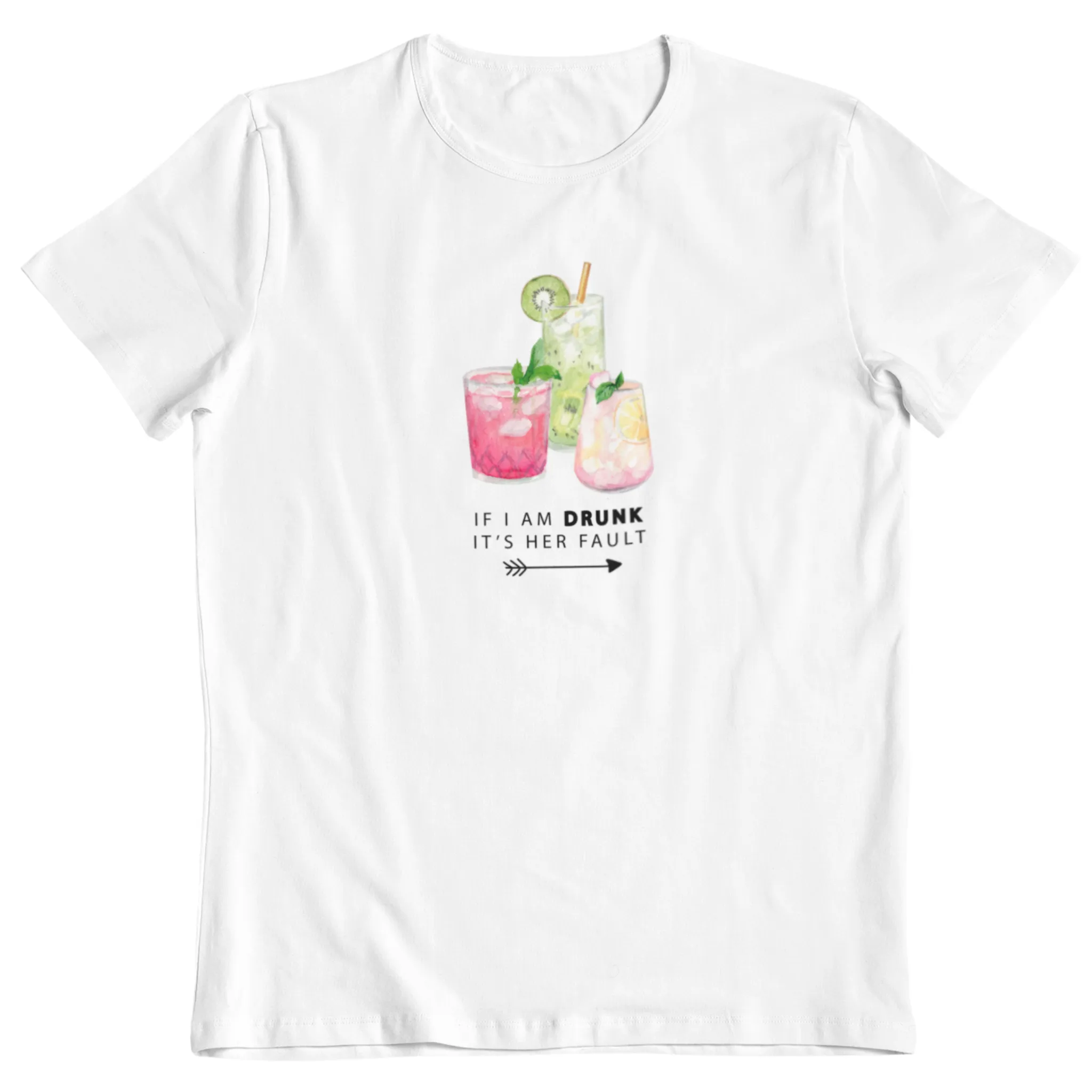 DRUNK (rosa dryck), BABY TEE - VIT